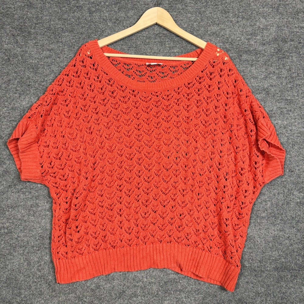 St. John's Bay Plus Size 2X Top Blouse Burnt Orange Open Crochet Layering Beachy